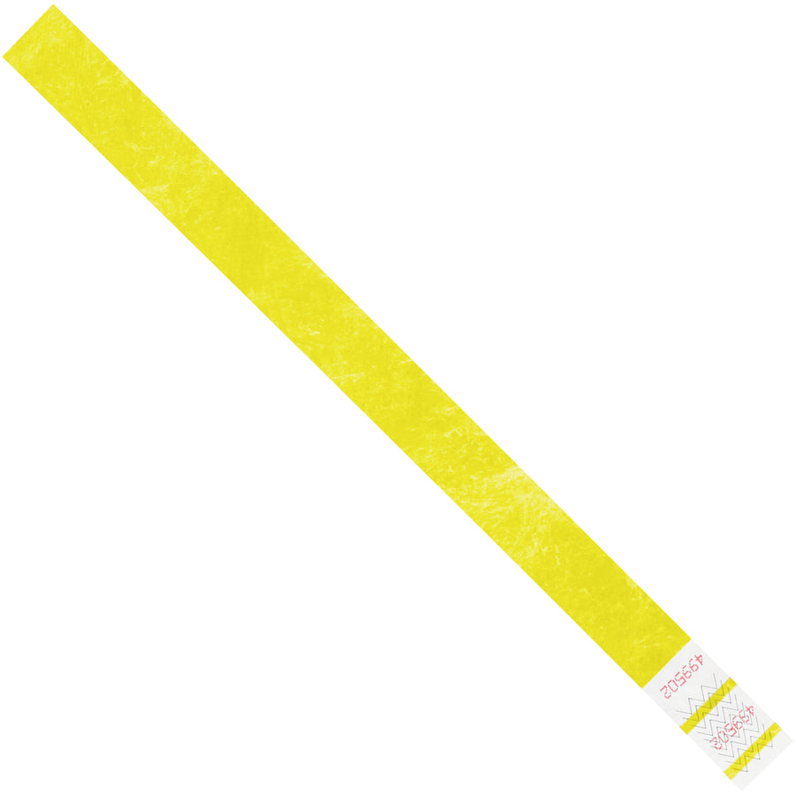 Durable 3/4" x 10" yellow Tyvek wristbands (500 per case) deliver waterproof, tear-resistant ID identification for events, venues, and crowd control. Sequentially numbered, lightweight, and breathable‚comfortable for all-day wear with the reliability industrial buyers demand.