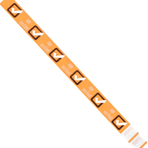 3/4 x 10 in Orange Tyvek Wristbands 500/Case WR102OR
