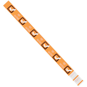 Sequentially numbered orange Tyvek wristbands deliver reliable event identification and crowd control in bulk cases of 500. These 3/4" x 10" bands are waterproof, tear-resistant, and comfortable for all-day wear on any wrist size. Spunbonded olefin material ensures durability without sacrificing breathability.