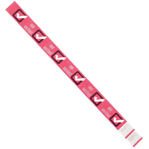Durable pink Tyvek ID wristbands sized 3/4