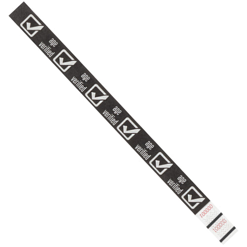 Durable white Tyvek wristbands deliver waterproof, tear-resistant identification for events, venues, and crowd control. Each case includes 500 sequentially numbered bands measuring 3/4