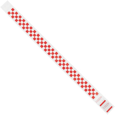 Durable red Tyvek wristbands (3/4" x 10") perfect for event identification, access control, and crowd management. Waterproof, tear-resistant spunbonded olefin material fits most wrist sizes. Sequentially numbered for easy tracking. Sold by the case of 500.