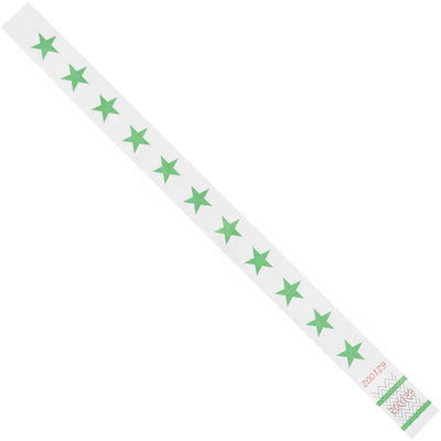 Waterproof, tear-resistant green Tyvek wristbands in 3/4" x 10" dimensions‚ideal for event access control, crowd management, and visitor ID. Sequentially numbered for easy tracking. Ships 500 per case for maximum efficiency.