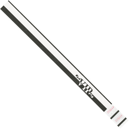 Sequentially numbered black Tyvek wristbands provide durable, waterproof ID identification for events, venues, and crowd control. Each case contains 500 lightweight, breathable bands measuring 3/4