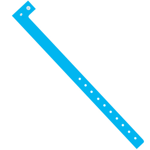 Tamper-resistant Day-Glo blue plastic wristbands (3/4