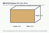 MD181212 dimension diagram showing 18 x 12 x 12 inch boxes.