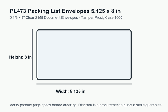5 1/8 x 8" Clear 2 Mil Document Envelopes, Case 1000